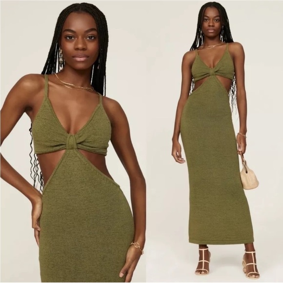 Cult Gaia Serita Maxi Dress Olive Green - Picture 1 of 8